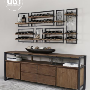 Balcão para Cozinha + Prateleira Adega Industrial