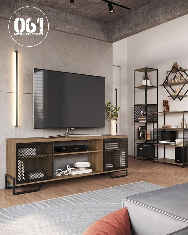 Balcão Para TV Industrial com Duas Portas de Tela
