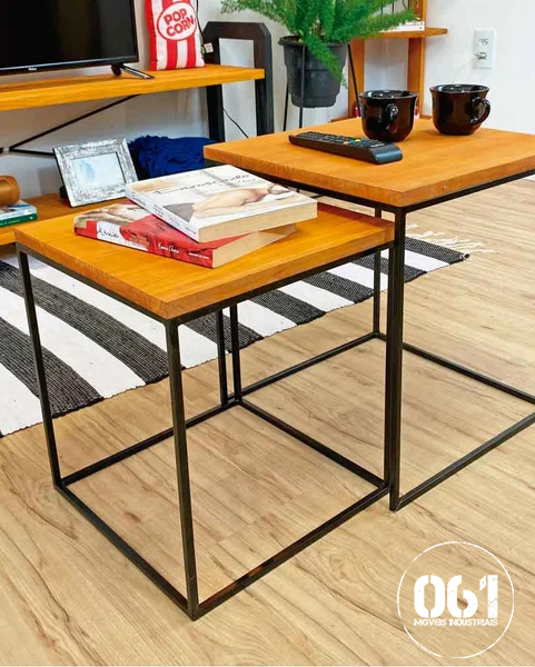 Mesa de Centro Industrial Dupla Minimalista