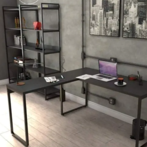 Mesa de Escritório em "L" + Estante Dupla Industrial