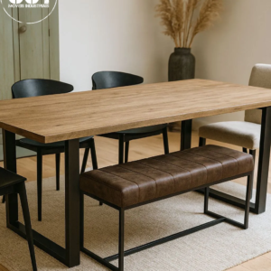 Mesa de Jantar + Banco Cumprido Industrial