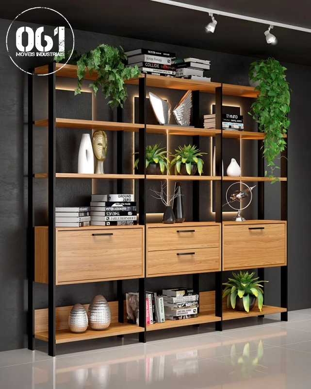 Estante Industrial Tripla 2 Portas 2 Gavetas