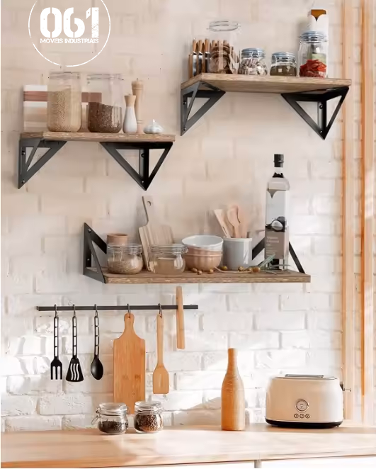 Prateleira Industrial com Mão Francesa Tripla Triangular 061