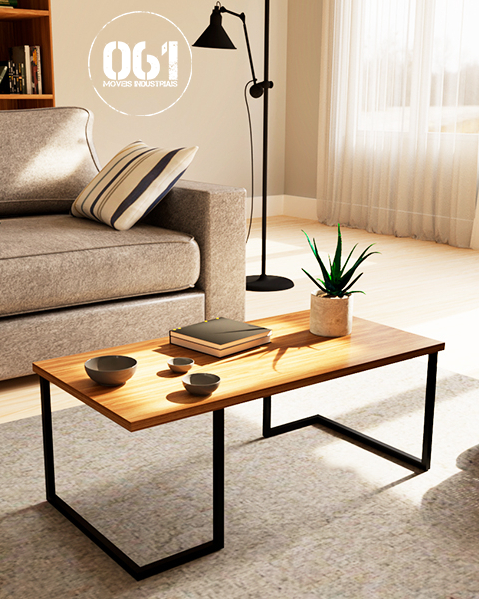 Mesa de Centro Industrial com Pés em "L"