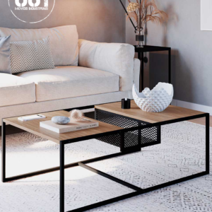 Mesa de Centro Industrial com Porta Revista